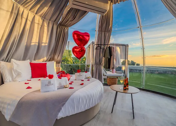 豪华帐篷 Experiencia Burbuja Con Jacuzzi Privado, Piscina Y Vistas Al Mar