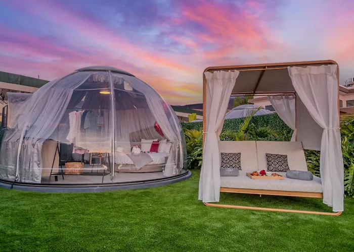 豪华帐篷 Experiencia Burbuja Con Jacuzzi Privado, Piscina Y Vistas Al Mar 吉亚德索拉